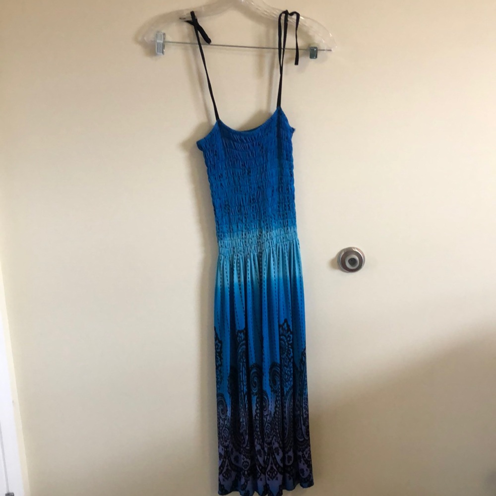 Blue and Purple Midi Sun Dress